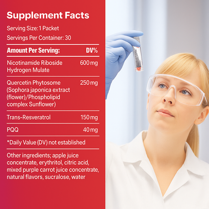 NAD Supplement - Nicotinamide Riboside - NR1000 - NAD+ Berry Flavor Drink Mix - 30 Pack